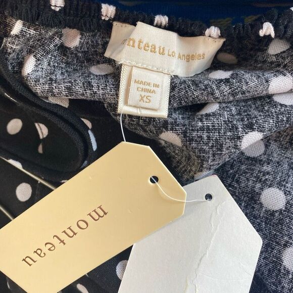 Monteau Linen Blend Black & White Polka Dot Dress Size XSmall - Picture 3 of 9